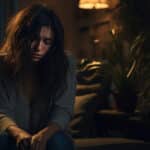 A depressed woman sits on a couch in a dark room - Ritalin Withdrawal Symptoms | Timeline & Treatment