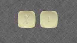 A square xanax pill with an X and a 1 imprinted in it 