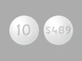 Vyvanse chewable tablet, white round S489 10 mg pill